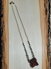 Load image into Gallery viewer, Quatrefoil Wood and Gemstone Necklace