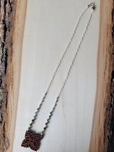 Load image into Gallery viewer, Quatrefoil Wood and Gemstone Necklace