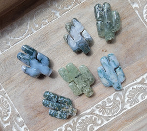 Moss Agate and Prehnite Cactus