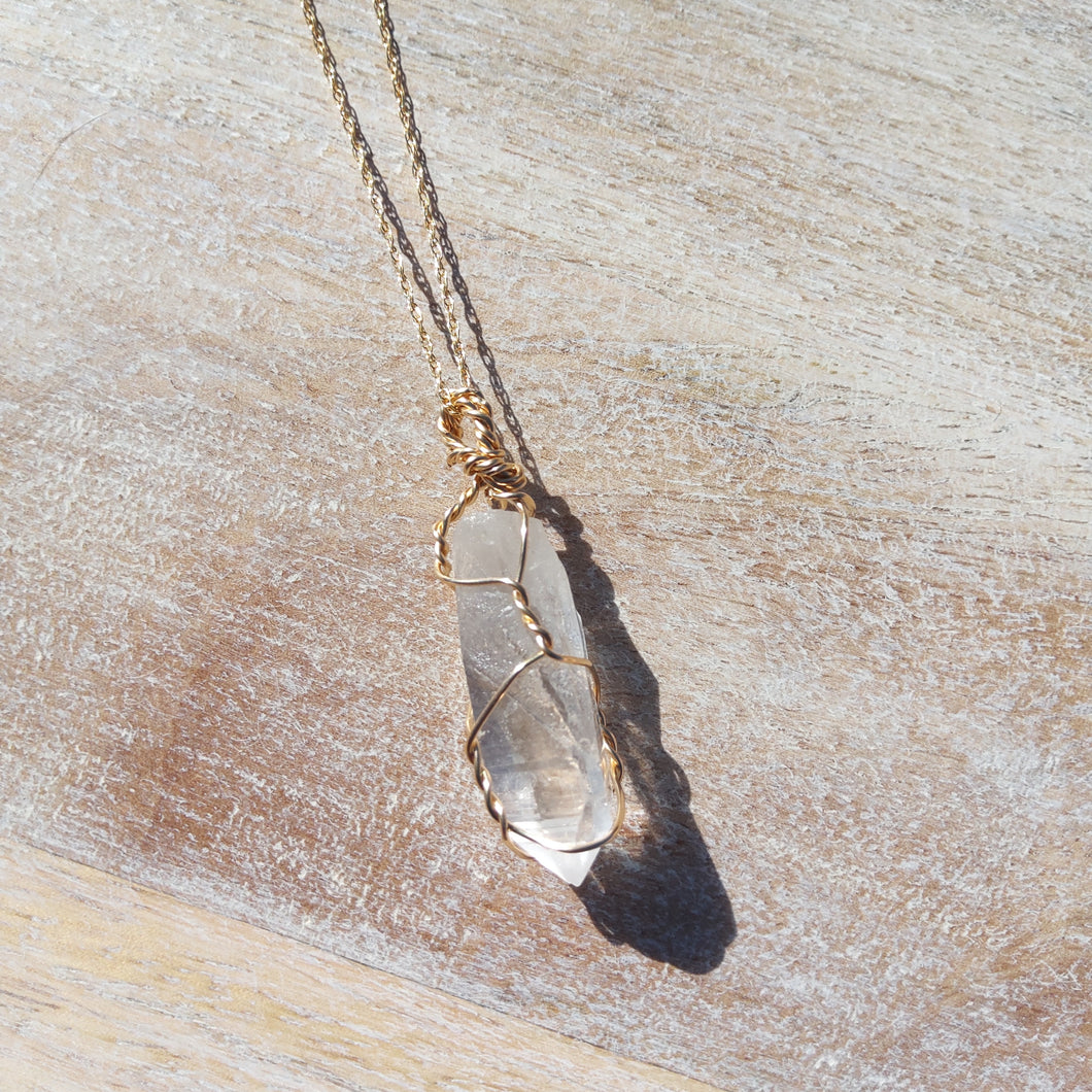 Handwrapped Quartz Point Necklace