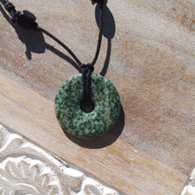 Load image into Gallery viewer, Green Jasper on Cotton Cord Necklace
