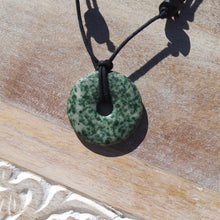 Load image into Gallery viewer, Green Jasper on Cotton Cord Necklace
