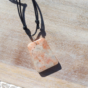 Sunstone on Cotton Cord Necklace