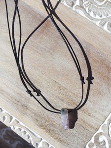 Amethyst on Cotton Cord Necklace