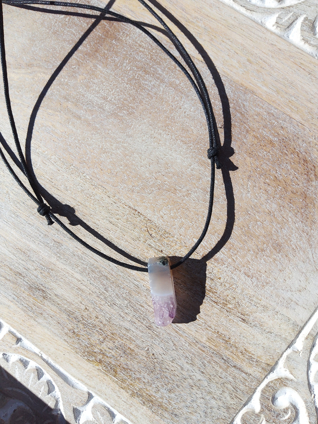 Amethyst on Cotton Cord Necklace