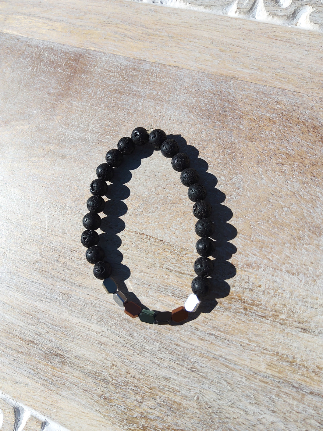 Hematite and Lava Stone Essential Oil Bracelet