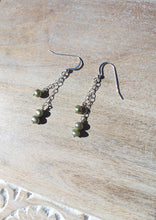 Load image into Gallery viewer, Green Pearl Earrings
