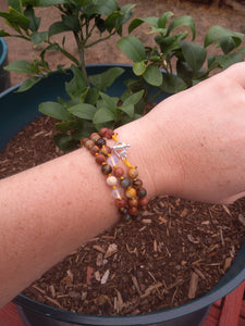 Triple Wrap Autumn Gemstone Bracelet