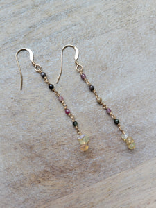 Ethiopian Opal and Tourmaline Earrings