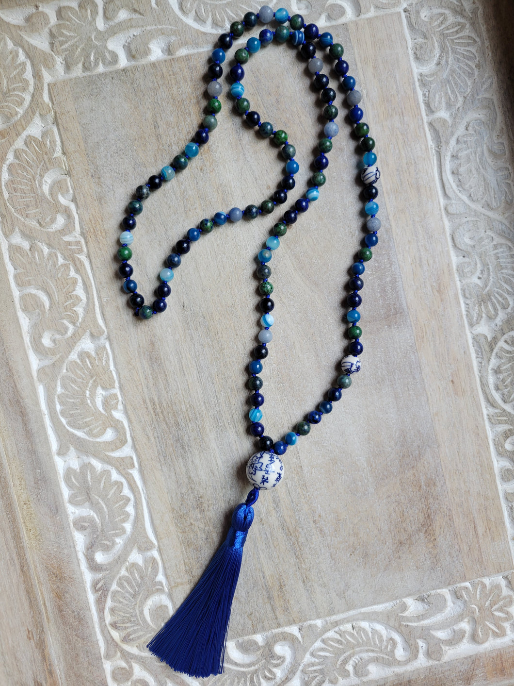 Blue Tassel Mala